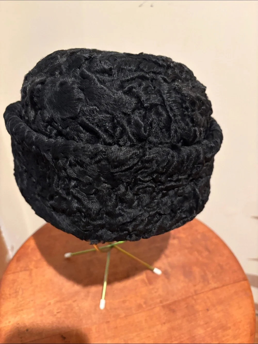 I rage custom made Black Faux Fur Pillbox Hat - Women's Winter Accessory